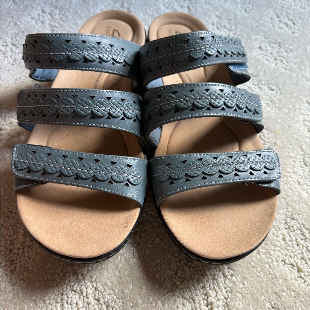 Clarks Gray Strappy Sandals